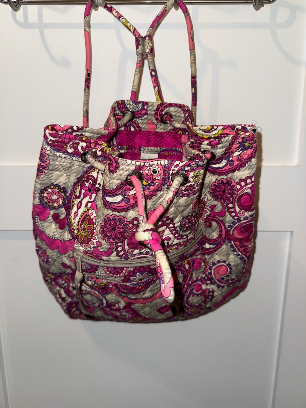 Vera Bradley Paisley Meets Plaid Drawstring Bag NWOT